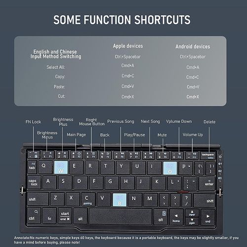 Mini Folding Bluetooth Keyboard Wireless Keypad Support 3 Devices With Stand for Phone Tablet Rechargeable Foldable Keyboard