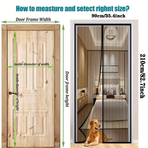 Magnetic Screen Door, Pet Friendly, Easy To Install, with Magnetic Door Curtain for Insect Control, Ventilation, and Security