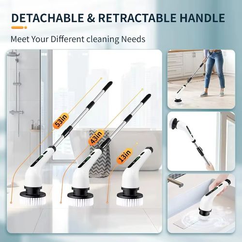 2026 Electric Rotating Floor Scrubber, Rechargeable Cleaning Brush, Shower Floor Scrubber, with 9 Brush Heads, 2H Power Dual Spe