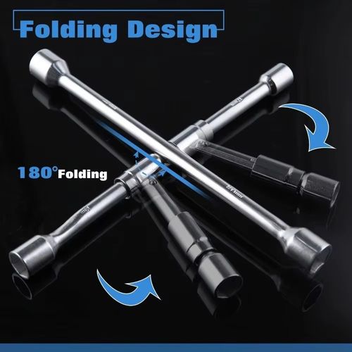 17 19 21 23mm Folding Cross Wrench Hex Socket Foldable Foldable Socket Wrench Rust Resistant Adjustable Tire Repair Tool