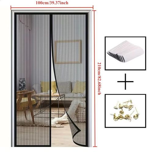 Magnetic Screen Door, Pet Friendly, Easy To Install, with Magnetic Door Curtain for Insect Control, Ventilation, and Security