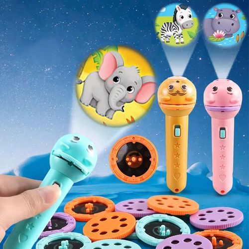 Children's Novelty Small Toy Luminous Projection Flashlight Baby Early Education Cartoon Fun Pattern Kaleidoscope Holiday Gift