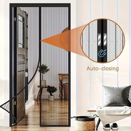Magnetic Screen Door, Pet Friendly, Easy To Install, with Magnetic Door Curtain for Insect Control, Ventilation, and Security