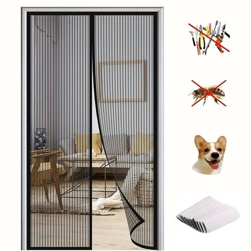 Magnetic Screen Door, Pet Friendly, Easy To Install, with Magnetic Door Curtain for Insect Control, Ventilation, and Security