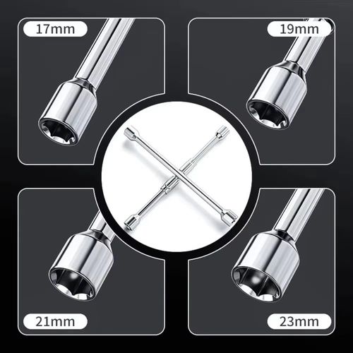 17 19 21 23mm Folding Cross Wrench Hex Socket Foldable Foldable Socket Wrench Rust Resistant Adjustable Tire Repair Tool