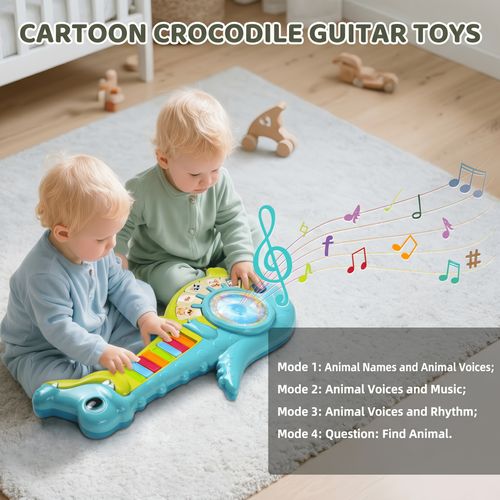 Baby Dinosaur Toys 12 Months+, Educational Cartoon Guitar for Toddlers, Infant 1St First Interactive Learning Birthday Present, Baby Music Toys for 1 Year Old Boys And Girls, Educational Piano Toys with Animal Sound And Light, 1St Birthday Gifts