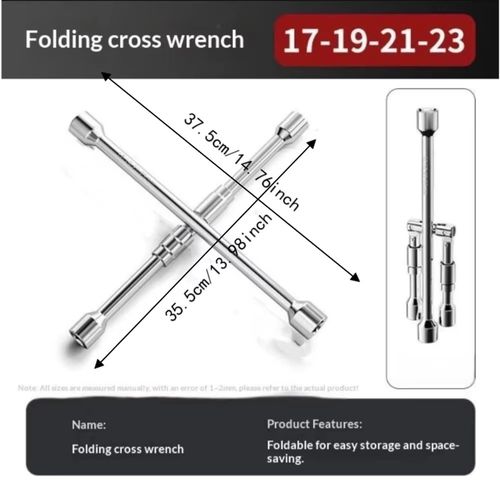 17 19 21 23mm Folding Cross Wrench Hex Socket Foldable Foldable Socket Wrench Rust Resistant Adjustable Tire Repair Tool