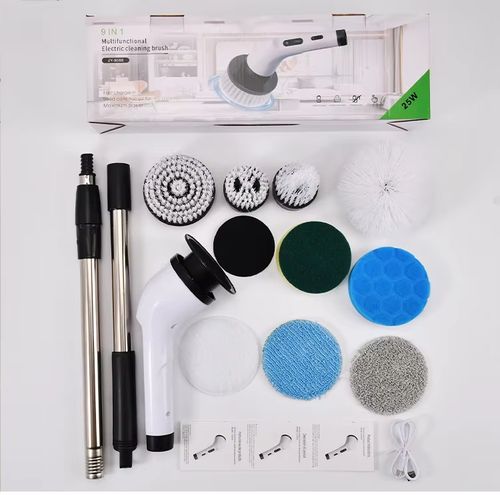 2026 Electric Rotating Floor Scrubber, Rechargeable Cleaning Brush, Shower Floor Scrubber, with 9 Brush Heads, 2H Power Dual Spe