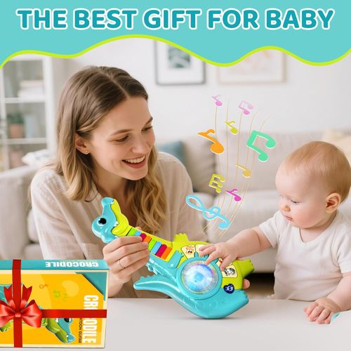 Baby Dinosaur Toys 12 Months+, Educational Cartoon Guitar for Toddlers, Infant 1St First Interactive Learning Birthday Present, Baby Music Toys for 1 Year Old Boys And Girls, Educational Piano Toys with Animal Sound And Light, 1St Birthday Gifts