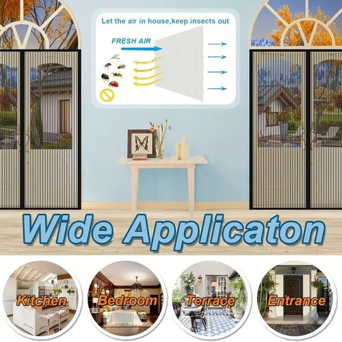 Magnetic Screen Door, Pet Friendly, Easy To Install, with Magnetic Door Curtain for Insect Control, Ventilation, and Security