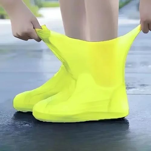 Unisex Waterproof Shoe Covers Lightweight Durable PVC Rain Boots Bright Yellow Elastic Fit Suitable for Rainy Days Hand Wash Or Dry Clean Rain Gear Rainy Day Footwear Flexible Footwear Rain Shoe Protective Cover Rain Shoe Cover