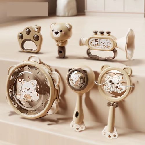 Early Education Rattle Instrument Toy Set for 0-2 Years Old Training Baby Auditory Sensory Touch Puzzle Early Education Toys