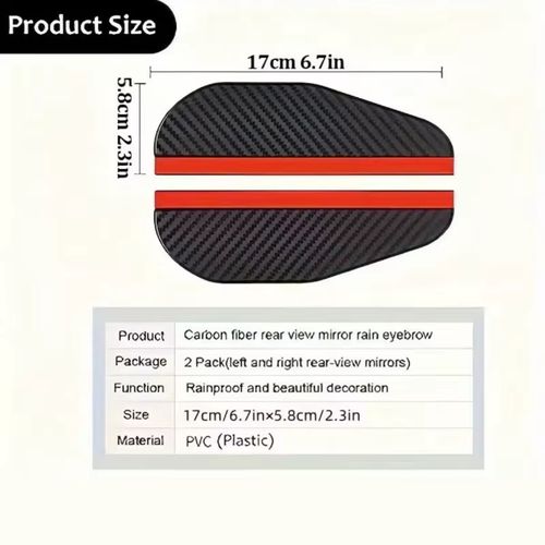 2PCS Car Rearview Mirror Rain Eyebrow Carbon Fiber Rain Shield Sun Shade Clear Vision Protector for Auto Mirror Accessories(Automobile General Purpose)