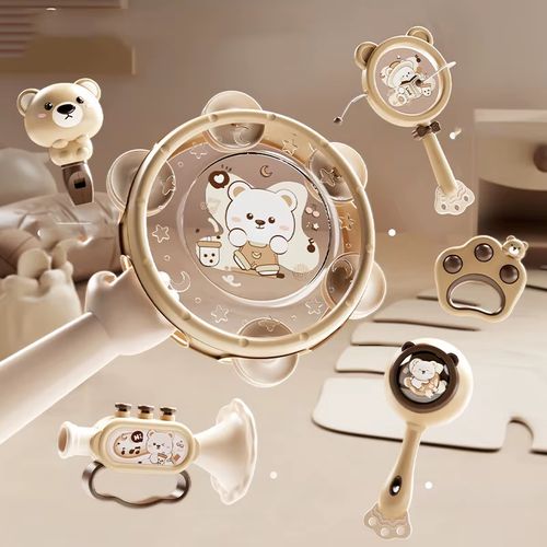 Early Education Rattle Instrument Toy Set for 0-2 Years Old Training Baby Auditory Sensory Touch Puzzle Early Education Toys
