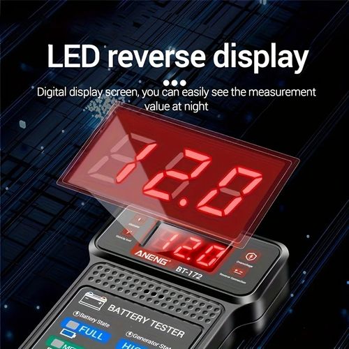 Smart car battery tester, suitable for home self-testing and repair shops, one-click diagnosis of lifespan and capacity, rapid fault detection, intuitive data display, compatible with multiple car models, usable in 10 different scenarios