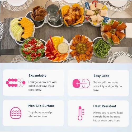 360° Rotating Serving Tray – Portable for Dining Table, Buffet & Party Food Display, Decorative Centerpiece, Kitchen & Home Use
