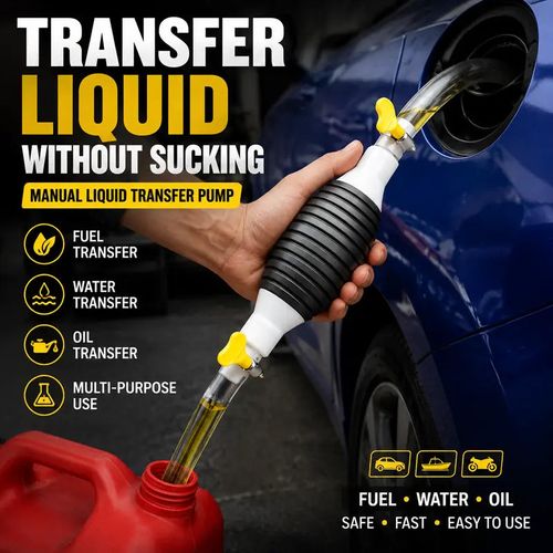 Manual Siphon Pump Kitwith 1M Hose, Rubber PumpBulb & 2 Hose Clamps,Liquid Transfer Pump forFuel Water Oil, Car BoatMotorcvcle