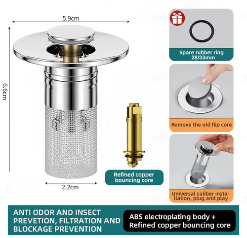 🔥Universal 2-in-1 Bathroom Kitchen Sink Stopper