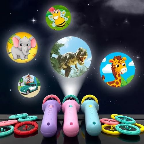 Children's Novelty Small Toy Luminous Projection Flashlight Baby Early Education Cartoon Fun Pattern Kaleidoscope Holiday Gift