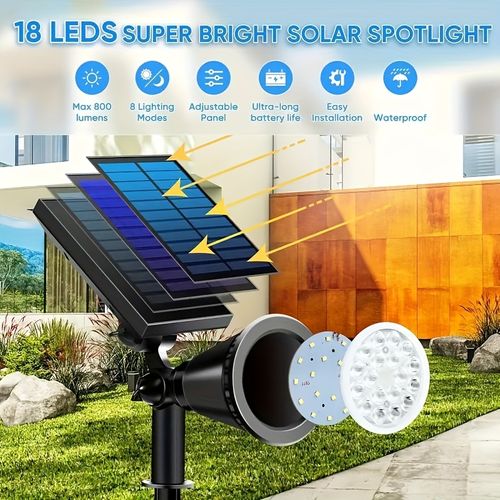 18LED Solar Outdoor Tree Lights - Color Gradient Solar Spotting Lawn Lights