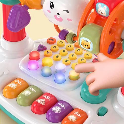 New 16 In 1 Rotating Music Piano Keyboard Plastic Rabbit Piano multifunctional Early Educational Educational Music Toddlers