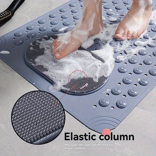 Non-Slip PVC Bath Mat with Massage Buttons - Light Blue & Multi-Color Polka Dot Pattern, Rectangular Shower and Bathroom Safety Mat, 0.9cm Thick, Durable PVC Material, Bath Accessories