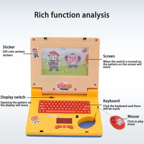Plastic Toddler Educational Laptop LED Display Battery Mini Simulation Notebook Music Function Multi-function