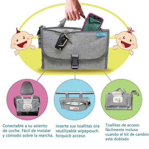 Portable Diaper Changing Pad Portable Baby Changing Pad with Pockets Waterproof Travel Diaper Changing Station Kit Baby Gifts