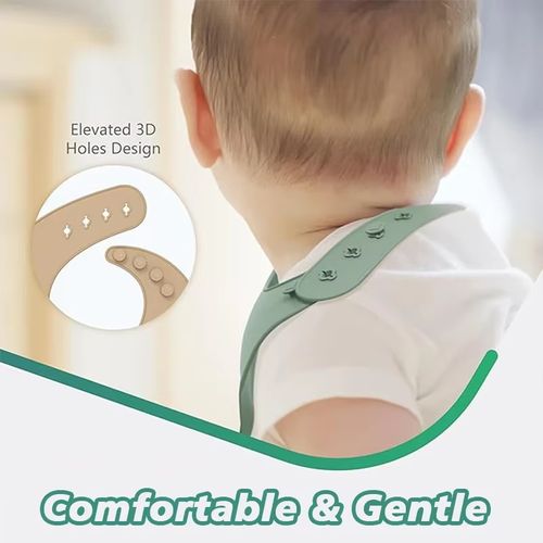 PandaEar Silicone Bibs for Babies Toddlers Adjustable Waterproof Soft Durable Bibs for eating with Large Pocket Food Catcher