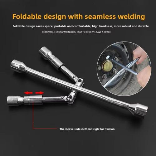 17 19 21 23mm Folding Cross Wrench Hex Socket Foldable Foldable Socket Wrench Rust Resistant Adjustable Tire Repair Tool