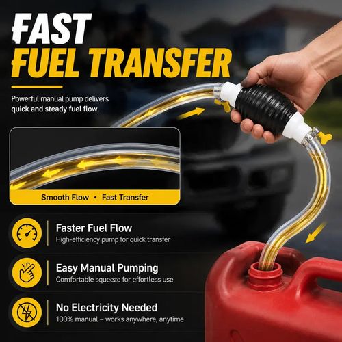 Manual Siphon Pump Kitwith 1M Hose, Rubber PumpBulb & 2 Hose Clamps,Liquid Transfer Pump forFuel Water Oil, Car BoatMotorcvcle