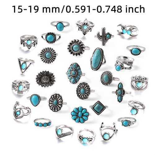 15pcs Lot Vintage Bohemian Flower Rings for Women Ethnic Silvery Teardrop Ring Set Jewelry Party Gift Wholesale