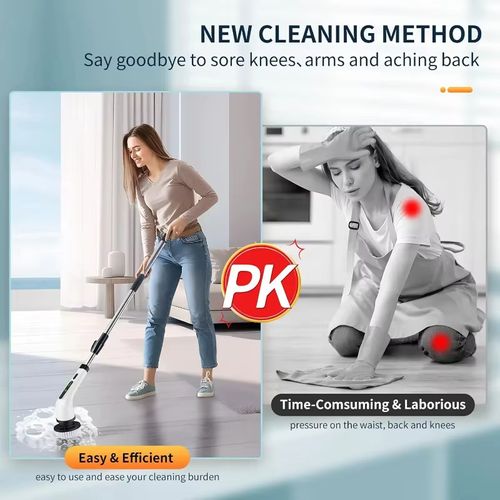 2026 Electric Rotating Floor Scrubber, Rechargeable Cleaning Brush, Shower Floor Scrubber, with 9 Brush Heads, 2H Power Dual Spe