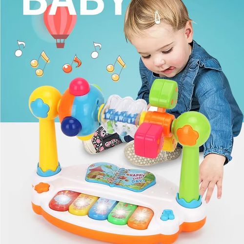 Baby Piano Toys Kids Rotating Music Piano Keyboard With Light Sound, Musical Toys For Toddlers, Early Educational Music Toy