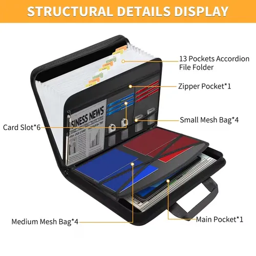 Fireproof File Folder with Handle, Large-Capacity A4 Document Bag, Test Paper Storage Bag and Data Paper Organizer, Office Stationery & Supplies