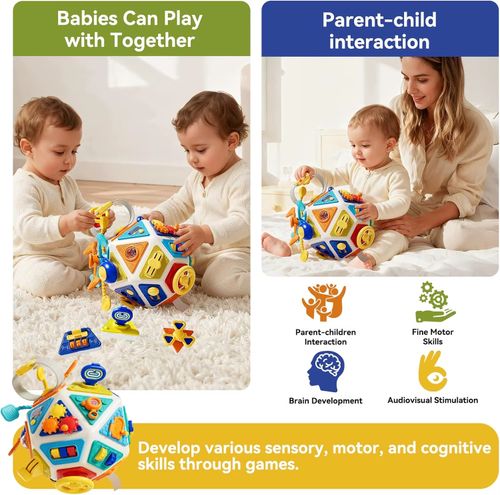 22-in-1 Toddler Busy Board Activity Cube Toys Fine Motor Skill Early Educational Montessori Sensory Travel Toys Boy Girl Gifts