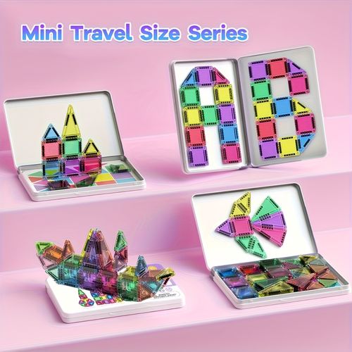 40-Pcs Mini Magnetic Building Blocks Magnet Toy Set with Tin Box, Portable for Kids, Stacking Architect 3D Construction Parent-Child Interactive Toy, Boy Girl Toys, Suitable for Children's Day, Christmas, Halloween, Thanksgiving, Birthday Gifts