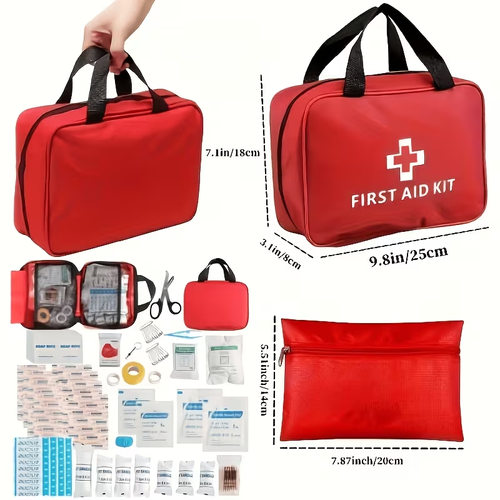 152pcs First Aid Kit, Premium Waterproof Compact Trauma Medical Kits for Any Emergencies, Ideal for Home, Office, Car, Travel, Outdoor, Camping, Hiking, Boating (Red)