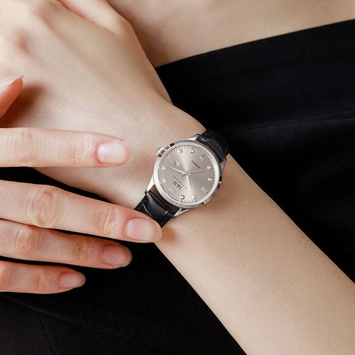 I&W Swiss brand women's watches mechanical watches temperament versatile leisure waterproof Valentine's Day 520 gift Grey leather belt in this colour