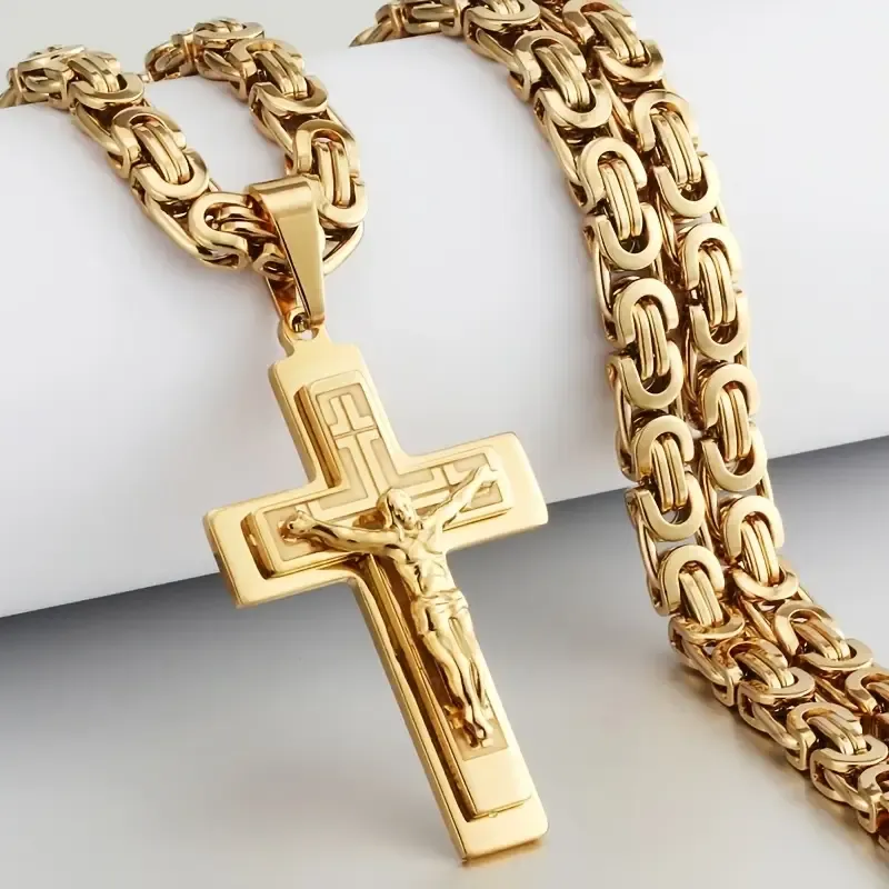 Jesus Stainless Steel Cross Pendant Necklace