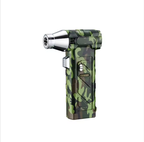 Windproof Jet Torch Lighter Green & Blue Jet Flame Ignition Outdoor Welding Moxibustion Whistle Compass Thermometer and Rope