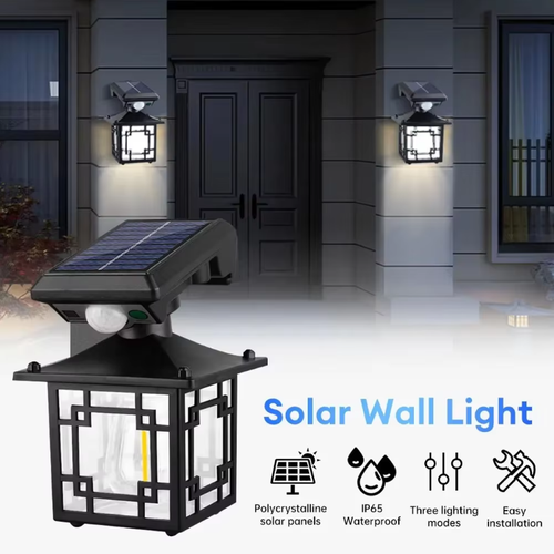 Outdoor IP65 waterproof human body-sensitive solar courtyard lamp wall-mounted lamp, with motion sensor, for garden courtyard lighting
