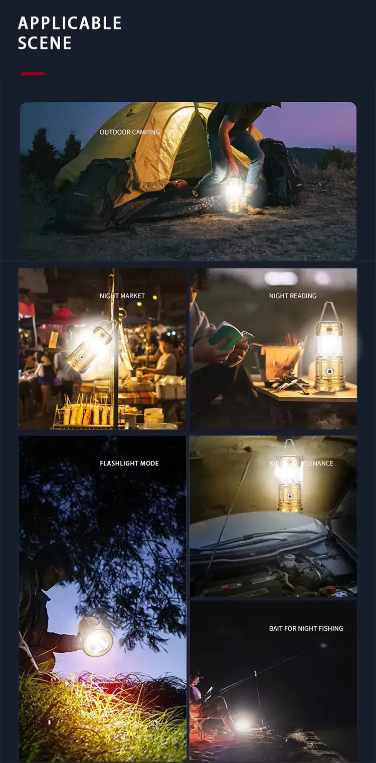 Mini Portable Outdoor Camping Light Solar Flashlight Led Camping Lantern