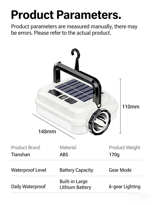 GT-150 Portable solar-powered light for night markets, household use, emergency power outage light, portable rechargeable outdoor camping light