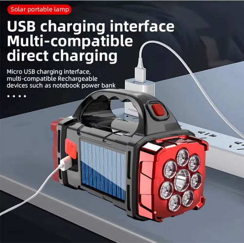 Multi-functional solar hand-held flashlight, with mobile power light-emitting diode Usb charging work flashlight