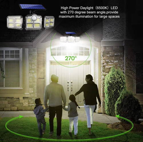 IP65 waterproof 3-head adjustable split 138 light-emitting diode solar wall lamp outdoor remote control