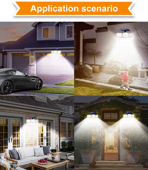 IP65 waterproof 3-head adjustable split 138 light-emitting diode solar wall lamp outdoor remote control