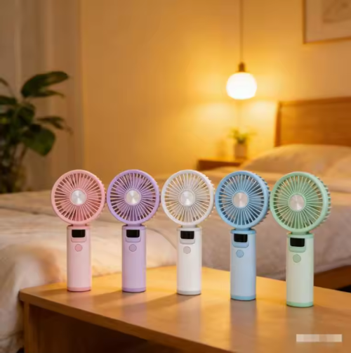 FS-8310B Portable Handheld Fan Electroplated 3-Phase Brushless Motor 1800mAh Battery Powerful Airflow  Ideal for Outdoor & In-Car Use Digital Display