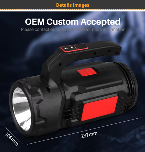 Professional high-intensity flashlight with built-in toolkit, charging cable, side light, and emergency multi-functional portable work lamp.