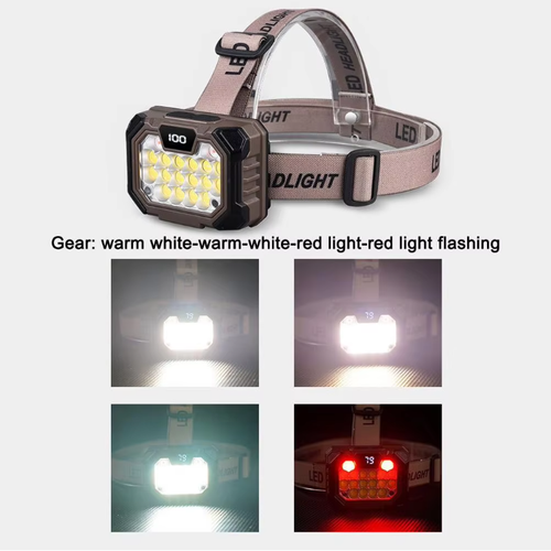 Motion sensor headlamp, rechargeable liquid crystal digital power display, light-emitting diode repair, camping waterproof headlamp, sensor headlamp